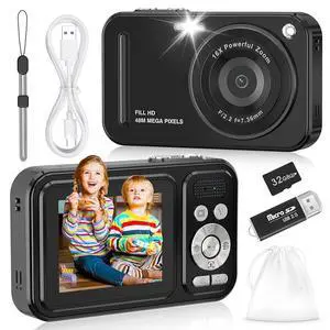 Digital Camera for Kids, 48MP FHD 1080P Point and Shoot Digital Cameras with 16X Zoom Anti-Shake Digital Camera for Kids, 48MP FHD 1080P Point and Shoot Digital Cameras with 16X Zoom Anti-Shake
