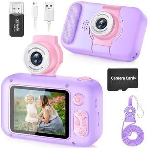 Kids Camera for Toddlers with 180° Flip Lens, 2.4 Inch IPS Screen Toddler Digital Camera for Kids 3-12, 32GB Card Included, Birthday Present for Girls & Boys - X101(Purple) Kids Camera for Toddlers with 180° Flip Lens, 2.4 Inch IPS Screen Toddler Digital Camera for Kids 3-12, 32GB Card Included, Birthday Present for Girls & Boys - X101(Purple)