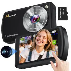 AI Digital Camera, Autofocus AI Camera Front and Rear Compact Digital Cameras for Photography with WiFi,Object Recognition, 3.6'' Touch Screen,Smart Digital Camera for Kids Boys Girls (Black) AI Digital Camera, Autofocus AI Camera Front and Rear Compact Digital Cameras for Photography with WiFi,Object Recognition, 3.6'' Touch Screen,Smart Digital Camera for Kids Boys Girls (Black)