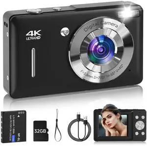 Digital Camera for Kids, FHD 1080P 44MP Point and Shoot Digital Camera with Face Detect, Smile Capture, 16X Zoom, 20 Filters, Anti Shake, 32GB SD Card Blcak Compact Vintage Camera for Kids Boys Girls Digital Camera for Kids, FHD 1080P 44MP Point and Shoot Digital Camera with Face Detect, Smile Capture, 16X Zoom, 20 Filters, Anti Shake, 32GB SD Card Blcak Compact Vintage Camera for Kids Boys Girls