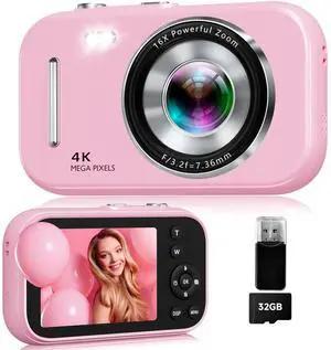 Digital Camera for Teens, 4K Auto Focus Vlogging Camera for Photography, 48MP Point and Shoot Camera with Beauty Mode & Composition Guide, 32GB Card & Reader for Teens Kids Travel, 2026 Upgraded Digital Camera for Teens, 4K Auto Focus Vlogging Camera for Photography, 48MP Point and Shoot Camera with Beauty Mode & Composition Guide, 32GB Card & Reader for Teens Kids Travel, 2026 Upgraded
