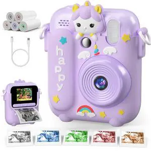 Instant Print Camera for Kids, 1080P Kids Digital Camera that Prints in 5 Colors, Christmas Birthday Gifts for Girls Boys Age 3-12, 2.4" Selfie Camera Toys with Silicone Cover & Print Paper - Purple Instant Print Camera for Kids, 1080P Kids Digital Camera that Prints in 5 Colors, Christmas Birthday Gifts for Girls Boys Age 3-12, 2.4" Selfie Camera Toys with Silicone Cover & Print Paper - Purple