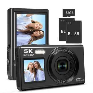 5K Digital Camera,80MP Vlogging Camera for YouTube with 18X Digital Zoom | Dual Screens,WIFI,Flash,32GB TF Card & 2 Batteries,Portable Compact Camera for Kids Teens Adult 5K Digital Camera,80MP Vlogging Camera for YouTube with 18X Digital Zoom | Dual Screens,WIFI,Flash,32GB TF Card & 2 Batteries,Portable Compact Camera for Kids Teens Adult