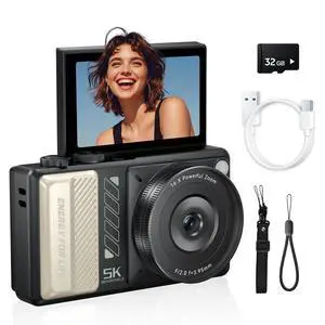 5K Digital Camera for Photography, 2026 Latest 80MP Autofocus WiFi Vlogging Camera for YouTube, 3'' 180° Flip Screen Compact Travel Camera for Beginners with 16X Zoom, 32GB TF Card, Flash (Black) 5K Digital Camera for Photography, 2026 Latest 80MP Autofocus WiFi Vlogging Camera for YouTube, 3'' 180° Flip Screen Compact Travel Camera for Beginners with 16X Zoom, 32GB TF Card, Flash (Black)