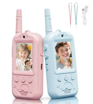 Dual Cameras Video Walkie Talkies for Kids, 2 Pack Rechargeable Kids Walkie Talkies Real-Time Video Chat, 2.0" Screen, Voice Intercom, Emoji, Photo, Music, Birthday Gifts for Boys Girls Age 3-9 Dual Cameras Video Walkie Talkies for Kids, 2 Pack Rechargeable Kids Walkie Talkies Real-Time Video Chat, 2.0" Screen, Voice Intercom, Emoji, Photo, Music, Birthday Gifts for Boys Girls Age 3-9