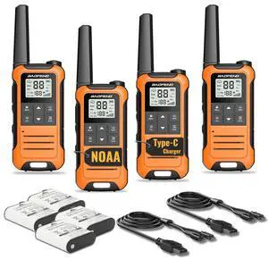 Walkie Talkies Long Range for Adult, Rechargeable Walkie Talkies 4 Pack F22 Portable FRS Two Way Radio with 1400mAh Battery USB-C Charger Flashlight NOAA Weather Radio for Camping Hunting Gear Walkie Talkies Long Range for Adult, Rechargeable Walkie Talkies 4 Pack F22 Portable FRS Two Way Radio with 1400mAh Battery USB-C Charger Flashlight NOAA Weather Radio for Camping Hunting Gear