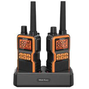 Midd Kacy Walkie Talkies Long Range, 60 Channel GMRS Portable Hunting Waterproof 2 Way Radio with 121 Privacy Codes, SOS, NOAA Weather Alerts, VOXChannel Scanning, 2 Pack (Black/Orange) Midd Kacy Walkie Talkies Long Range, 60 Channel GMRS Portable Hunting Waterproof 2 Way Radio with 121 Privacy Codes, SOS, NOAA Weather Alerts, VOXChannel Scanning, 2 Pack (Black/Orange)