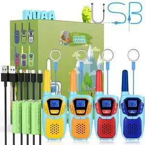 Walkie Talkies for Kids Long Range Walkie-Talkie for Adults Rechargeable 4 Pack with Lanyard NOAA USB, Family Pink 2 Way Radio Toys for 3-12 Year Old Boys Girls Toddlers Camping Skiing Walkie Talkies for Kids Long Range Walkie-Talkie for Adults Rechargeable 4 Pack with Lanyard NOAA USB, Family Pink 2 Way Radio Toys for 3-12 Year Old Boys Girls Toddlers Camping Skiing