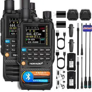 TD-H3 Ham Radio Handheld, Type C & Wireless Programming 8-Band Long Range Walkie Talkies Rechargeable Portable Two Way Radios Air Band, Frequency Match, DTMF Lock, NOAA FM AM- Full Kit 2Pack TD-H3 Ham Radio Handheld, Type C & Wireless Programming 8-Band Long Range Walkie Talkies Rechargeable Portable Two Way Radios Air Band, Frequency Match, DTMF Lock, NOAA FM AM- Full Kit 2Pack