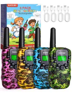 Walkie Talkies for Kids 4 Pack Outdoor Toys Games for Boys Girls 3 Miles Long Range Walkie Talkie Rechargeable with Clear Sound Camping, Hiking, Birthday Gifts for 3 4 5 6 7 8 9 10 11 12 Year Old Kids Walkie Talkies for Kids 4 Pack Outdoor Toys Games for Boys Girls 3 Miles Long Range Walkie Talkie Rechargeable with Clear Sound Camping, Hiking, Birthday Gifts for 3 4 5 6 7 8 9 10 11 12 Year Old Kids