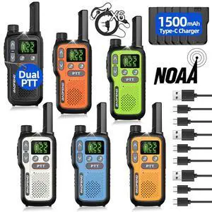 Walkie Talkies 6 Pack Long Range for Adults, Rechargeable FRS Cruise Walkie Talkies with Earpiece, Portable NOAA Emergency 2 Way Radios with 1500mAh, Flashlight, USB-C Charger for Family Camping Walkie Talkies 6 Pack Long Range for Adults, Rechargeable FRS Cruise Walkie Talkies with Earpiece, Portable NOAA Emergency 2 Way Radios with 1500mAh, Flashlight, USB-C Charger for Family Camping