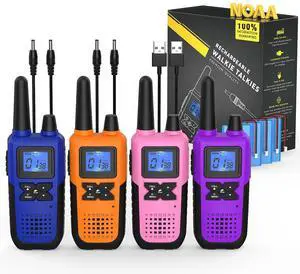 Walkie Talkies Rechargeable for Adults Long Range with NOAA Weather Alert, Multi-Purpose 2 Way Radios 4 Pack for Team Work Seniors Care Kids Adventure Family Camping Hiking Skiing Cruise Walkie Talkies Rechargeable for Adults Long Range with NOAA Weather Alert, Multi-Purpose 2 Way Radios 4 Pack for Team Work Seniors Care Kids Adventure Family Camping Hiking Skiing Cruise