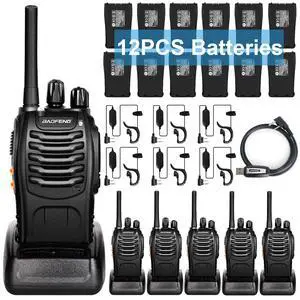 Radio Walkie Talkies Long Range for Adults with 12PCS Rechargeable Batteries & Earpieces with Mic, VOX, Portable FRS Two Way Radios for Business Camping Family Kids, Black BF-88A 6Pack Radio Walkie Talkies Long Range for Adults with 12PCS Rechargeable Batteries & Earpieces with Mic, VOX, Portable FRS Two Way Radios for Business Camping Family Kids, Black BF-88A 6Pack