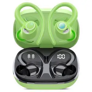 Wireless Earbuds, Bluetooth 5.4 Headphones Sport, Over Ear Buds With ENC Noise Cancelling Mic, 48H, Wireless Earphone With Earhooks, Stereo Deep Bass, IP7 Waterproof ear bud for Workout Running, Green Wireless Earbuds, Bluetooth 5.4 Headphones Sport, Over Ear Buds With ENC Noise Cancelling Mic, 48H, Wireless Earphone With Earhooks, Stereo Deep Bass, IP7 Waterproof ear bud for Workout Running, Green