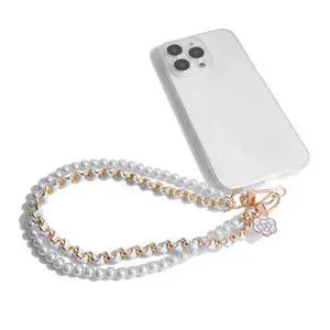 Phone Charm Anti Lost Wrist Strap Pearl Beaded Dual Phone Chain Hand Straps for Keychain Wallet Camera White Phone Charm Anti Lost Wrist Strap Pearl Beaded Dual Phone Chain Hand Straps for Keychain Wallet Camera White