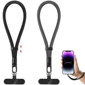 Phone Lanyard, 2 Pack Adjustable Cell Phone Lanyard Strap, Hand Wrist Strap Lanyard with Tether Tabs for Smartphones (Black+Grey) Phone Lanyard, 2 Pack Adjustable Cell Phone Lanyard Strap, Hand Wrist Strap Lanyard with Tether Tabs for Smartphones (Black+Grey)