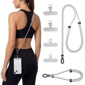 Phone Lanyard Set 2 Pack Adjustable Crossbody Wrist Straps Grey - with 2 Patches and 2 Rotating Steel Tabs for Hands-Free Carry on Travel Hiking Shopping and Daily Commuting Phone Lanyard Set 2 Pack Adjustable Crossbody Wrist Straps Grey - with 2 Patches and 2 Rotating Steel Tabs for Hands-Free Carry on Travel Hiking Shopping and Daily Commuting