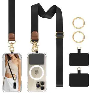 Phone Lanyard Crossbody Wrist Strap, Adjustable Anti-Theft Phone Strap for All Phone Case, Universal Cell Phone Neck lanyard for Women and Men, Black Phone Lanyard Crossbody Wrist Strap, Adjustable Anti-Theft Phone Strap for All Phone Case, Universal Cell Phone Neck lanyard for Women and Men, Black