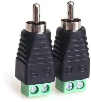 RCA Cable Audio Adapter, Phono RCA Male Plug to AV Screw Terminal Audio/Video Speaker Wire connectors Solderless Adapter(RCA Male-2pack) RCA Cable Audio Adapter, Phono RCA Male Plug to AV Screw Terminal Audio/Video Speaker Wire connectors Solderless Adapter(RCA Male-2pack)