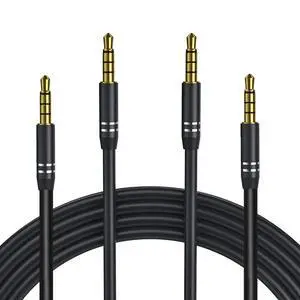 2 Pack 3.5mm Audio Cable Male to Male (4Ft/1.2M), 4 Pole Hi-Fi Stereo AUX Cord, Audio Jack Auxiliary Cord Extension Adapter for Headphones, Car and All 3.5 mm Enabled Devices - Black 2 Pack 3.5mm Audio Cable Male to Male (4Ft/1.2M), 4 Pole Hi-Fi Stereo AUX Cord, Audio Jack Auxiliary Cord Extension Adapter for Headphones, Car and All 3.5 mm Enabled Devices - Black