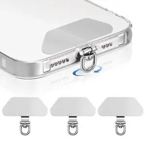 Metal Phone Tether Tab, 360° Rotating Phone Lanyard Tab, Cellphone Charm Wrist Strap Hook Holder, Ultra-thin Metal Patch Compatible for iPhone Android Smartphones, 3 Pack Silver Metal Phone Tether Tab, 360° Rotating Phone Lanyard Tab, Cellphone Charm Wrist Strap Hook Holder, Ultra-thin Metal Patch Compatible for iPhone Android Smartphones, 3 Pack Silver