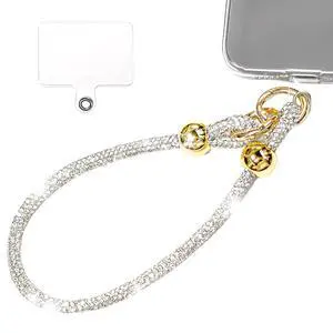 Rhinestone Phone Charm Wrist Strap Detachable Diamond HL Silver Rhinestone Phone Charm Wrist Strap Detachable Diamond HL Silver