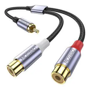 RCA Splitter 1 Male to 2 Female, RCA Y Splitter Audio Cable -8 Inch RCA Splitter 1 Male to 2 Female, RCA Y Splitter Audio Cable -8 Inch