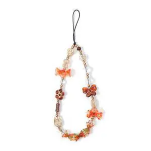 Phone Beaded Strap Cute Vintage Butterfly Flowers Artistic Chain Aesthetic Universal Cell Phone Lanyard Wrist Strap Accessories for Bag Airpods Camera Pendants Decor-Orange Phone Beaded Strap Cute Vintage Butterfly Flowers Artistic Chain Aesthetic Universal Cell Phone Lanyard Wrist Strap Accessories for Bag Airpods Camera Pendants Decor-Orange