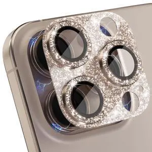 Compatible for iPhone 16 Pro/iPhone 16 Pro Max Camera Lens Protector, Bling Camera Cover with 9H Tempered Glass Lens Screen Protector Metal Ring Accessories (Glitter-Titanium Desert) Compatible for iPhone 16 Pro/iPhone 16 Pro Max Camera Lens Protector, Bling Camera Cover with 9H Tempered Glass Lens Screen Protector Metal Ring Accessories (Glitter-Titanium Desert)