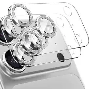 2 Pack for iPhone 17 Pro Max Camera Lens Protector,Bling Tempered Glass 9 Hardness,Anti-Scratch High Definition Camera Screen Protector (Silver) 2 Pack for iPhone 17 Pro Max Camera Lens Protector,Bling Tempered Glass 9 Hardness,Anti-Scratch High Definition Camera Screen Protector (Silver)