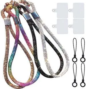 4pcs Luxury Diamond Phone Wrist Strap, Cell Phone Lanyards for Women, Short Phone Lanyard with Phone Tether Tab, Glitter Phone Strap Wrist Lanyard, Multicolor, Gold, Silver, Black 4pcs Luxury Diamond Phone Wrist Strap, Cell Phone Lanyards for Women, Short Phone Lanyard with Phone Tether Tab, Glitter Phone Strap Wrist Lanyard, Multicolor, Gold, Silver, Black