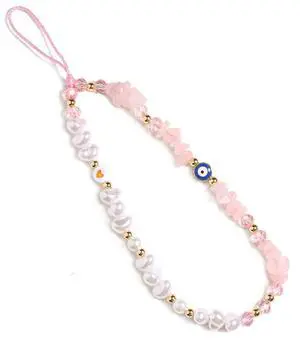 Evil Eye Beaded Phone Charm Strap,Beaded Crystals & Pearls Phone Charm, Phone Lanyard Wrist Strap Handmade Phone Keychain Charm Kawaii, Brass, No Gemstone Evil Eye Beaded Phone Charm Strap,Beaded Crystals & Pearls Phone Charm, Phone Lanyard Wrist Strap Handmade Phone Keychain Charm Kawaii, Brass, No Gemstone