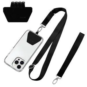 Phone Lanyard - 4× Pads, 1× Adjustable Neck Strap, 1× Wrist Strap, Nylon Lanyard Compatible with All Smartphone Phone Lanyard - 4× Pads, 1× Adjustable Neck Strap, 1× Wrist Strap, Nylon Lanyard Compatible with All Smartphone