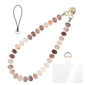 Handmade Natural Gemstone Crystal Beaded Charm Cell Phone Camera Lanyard, Hands-Free Wrist Strap, Phone Chain String, Keychain Decor for Wallet (Violet Agate) Handmade Natural Gemstone Crystal Beaded Charm Cell Phone Camera Lanyard, Hands-Free Wrist Strap, Phone Chain String, Keychain Decor for Wallet (Violet Agate)