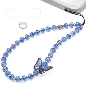 Butterfly & Floral Phone Charm Wrist Strap, Lanyard Wristlet Chain, Anti-Theft Bracelet Strap for iPhone & More Cases (Blue) Butterfly & Floral Phone Charm Wrist Strap, Lanyard Wristlet Chain, Anti-Theft Bracelet Strap for iPhone & More Cases (Blue)
