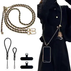 Crossbody Phone Strap - 2 Pads, Leather & Wrist Strap, Adjustable Finger Strap, Universal Phone Lanyard Crossbody Phone Strap - 2 Pads, Leather & Wrist Strap, Adjustable Finger Strap, Universal Phone Lanyard