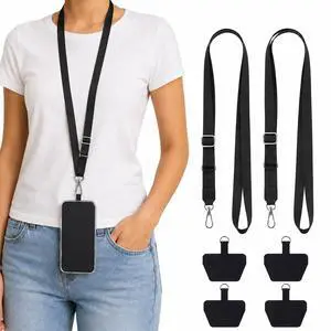 Universal Phone Lanyard, Adjustable Crossbody Phone Strap for iPhone & Android Phones, Hands-Free Neck Strap with Anti-Drop Design for Shopping, Travel, Outdoor Activities, Black & Black Universal Phone Lanyard, Adjustable Crossbody Phone Strap for iPhone & Android Phones, Hands-Free Neck Strap with Anti-Drop Design for Shopping, Travel, Outdoor Activities, Black & Black