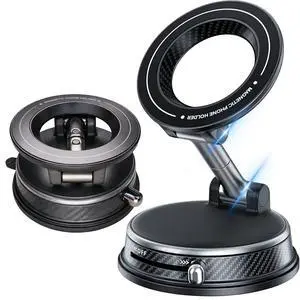 Magnetic Car Phone Holder, 360°Adjustable Vacuum Dashboard and Windshield Mount Magsafe Cell Phone Holders for Your Car, Carbon Fiber 108+LBS Nano Gel Suction Cup, iPhone, Samsung (Silver) Magnetic Car Phone Holder, 360°Adjustable Vacuum Dashboard and Windshield Mount Magsafe Cell Phone Holders for Your Car, Carbon Fiber 108+LBS Nano Gel Suction Cup, iPhone, Samsung (Silver)