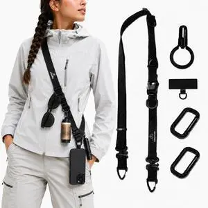 Phone Lanyard Crossbody Strap, Heavy Duty Adjustable Cell Phone Lanyard with 360° Swivel Ring Clip & Phone Tether, Anti-Drop Hands-Free Phone Strap for iPhone Samsung Android, Travel Hiking (Black) Phone Lanyard Crossbody Strap, Heavy Duty Adjustable Cell Phone Lanyard with 360° Swivel Ring Clip & Phone Tether, Anti-Drop Hands-Free Phone Strap for iPhone Samsung Android, Travel Hiking (Black)