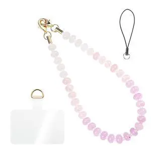 Handmade Natural Gemstone Crystal Beaded Charm Cell Phone Camera Lanyard, Hands-Free Wrist Strap, Phone Chain String, Keychain Decor for Walle (Pink-Purple Gradient) Handmade Natural Gemstone Crystal Beaded Charm Cell Phone Camera Lanyard, Hands-Free Wrist Strap, Phone Chain String, Keychain Decor for Walle (Pink-Purple Gradient)