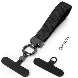 Elastic Phone Lanyard with Phone Tabs, Stretchy Braided Cellphone Wrist Strap and Keys Keychain (Normal Black) Elastic Phone Lanyard with Phone Tabs, Stretchy Braided Cellphone Wrist Strap and Keys Keychain (Normal Black)