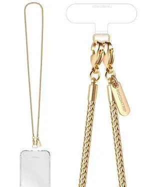 Gold Phone Chain Crossbody Strap with 2 Tether Tabs Metal Universal Phone Lanyard Chain for Women's Outdoor Activities Shopping Daily Activities Gold Phone Chain Crossbody Strap with 2 Tether Tabs Metal Universal Phone Lanyard Chain for Women's Outdoor Activities Shopping Daily Activities