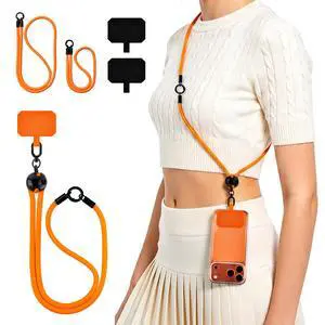 2026 New 3-in-1 Phone Lanyard, Adjustable Neck Wrist Strap & Phone Crossbody Strap with 2 Extension Ropes Black Pads, Anti-Theft Universal Cell Phone Holder Tether for iPhone Android (Orange) 2026 New 3-in-1 Phone Lanyard, Adjustable Neck Wrist Strap & Phone Crossbody Strap with 2 Extension Ropes Black Pads, Anti-Theft Universal Cell Phone Holder Tether for iPhone Android (Orange)