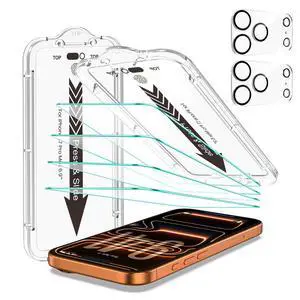Pack Screen Protector for iPhone 17 Pro Max6.9 inch TransparetClear with Flawless Fit Kit 2-Pack Camera Lens Protector,9H Hardness, 12FT Military Grade Shatterproof, Scratch Resistant, Tempered Glass Pack Screen Protector for iPhone 17 Pro Max6.9 inch TransparetClear with Flawless Fit Kit 2-Pack Camera Lens Protector,9H Hardness, 12FT Military Grade Shatterproof, Scratch Resistant, Tempered Glass