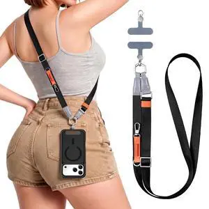 Phone Lanyard Crossbody with 2 Phone Tabs, Adjustable Anti Theft Phone Strap for iPhone & Android, Universal Skin-Friendly Cell Phone Neck Lanyard for Travel Hiking Cycling Shopping (Black) Phone Lanyard Crossbody with 2 Phone Tabs, Adjustable Anti Theft Phone Strap for iPhone & Android, Universal Skin-Friendly Cell Phone Neck Lanyard for Travel Hiking Cycling Shopping (Black)