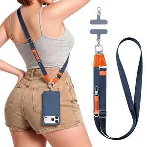 Phone Lanyard Crossbody with 2 Phone Tabs, Adjustable Anti Theft Phone Strap for iPhone & Android, Universal Skin-Friendly Cell Phone Neck Lanyard for Travel Hiking Cycling Shopping (Blue) Phone Lanyard Crossbody with 2 Phone Tabs, Adjustable Anti Theft Phone Strap for iPhone & Android, Universal Skin-Friendly Cell Phone Neck Lanyard for Travel Hiking Cycling Shopping (Blue)