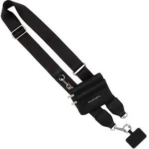 Clip and Go Phone Strap Solid (Black - Black Pouch with Silver Hardware) - Crossbody Phone Strap Chain with Zipper Wallet Pouch Phone Lanyard with Zippered Pouch Clip and Go Phone Strap Solid (Black - Black Pouch with Silver Hardware) - Crossbody Phone Strap Chain with Zipper Wallet Pouch Phone Lanyard with Zippered Pouch