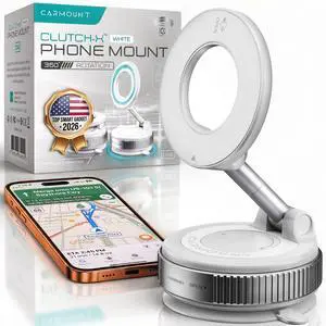 Clutch-X White Upgraded Vacuum Phone Mount Suction Cup Car Phone Holder for iPhone, Window Phone Mount, 360° Vacuum Magnetic Phone Holder for Car, Magnetic Phone Holder with Suction Cup Clutch-X White Upgraded Vacuum Phone Mount Suction Cup Car Phone Holder for iPhone, Window Phone Mount, 360° Vacuum Magnetic Phone Holder for Car, Magnetic Phone Holder with Suction Cup