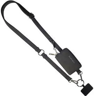 Clip and Go Brushed Vegan Phone Lanyard (Black) - Crossbody Phone Case with Pouch, Adjustable and Removable Shoulder Strap and Wristlet Strap Clip and Go Brushed Vegan Phone Lanyard (Black) - Crossbody Phone Case with Pouch, Adjustable and Removable Shoulder Strap and Wristlet Strap