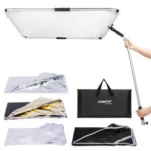 5 in 1 Square Metal Flag Panel Reflector Set with Boom Arm 39x39 inch / 100x100cm - Portable Hand-held Light Reflector Flag Reflector Panel Scrim Photography 5 in 1 Square Metal Flag Panel Reflector Set with Boom Arm 39x39 inch / 100x100cm - Portable Hand-held Light Reflector Flag Reflector Panel Scrim Photography